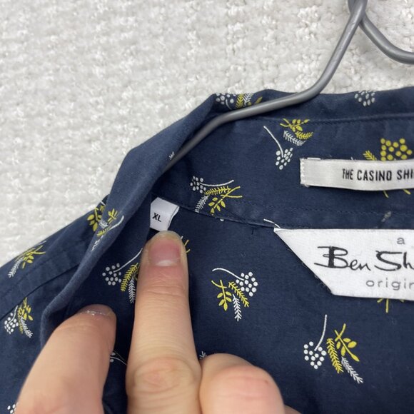 Ben Sherman The Casino Shirt Button Up Blue Floral AOP Long Sleeve Mens XL - Picture 5 of 15